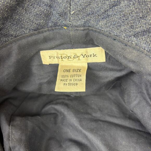 Preston & York Bucket Hat Cap Women's One Size Denim Blue Yellow Lace - Picture 9 of 11